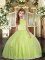 Yellow Green Backless Pageant Dress Beading and Appliques Sleeveless Floor Length