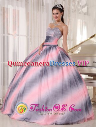 Naantali Finland Fabulous Sweetheart Ombre Color Quinceanera Dress Beading and Ruch Decorate Bodice Chiffon Ball Gown