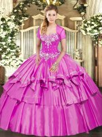 Superior Floor Length Lilac Quinceanera Dresses Sweetheart Sleeveless Lace Up