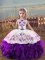 Embroidery and Ruffles Kids Formal Wear Purple Lace Up Sleeveless Floor Length