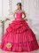 Tarzana California Beading and Ruch Hot Pink Sweetheart Detachable Quinceanera Gowns Party Style