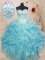 Romantic Aqua Blue Lace Up Sweet 16 Quinceanera Dress Beading and Ruffles Sleeveless Floor Length