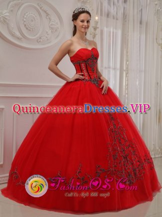 Plattsmouth Nebraska/NE Elegent Tulle Sweetheart Strapless Appliques Decorate Quinceanera Dress With Floor-length