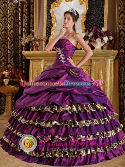 Ruffles Layered and Purple For Modest Quinceanera Dress In Denton Texas/TX - Click Image to Close