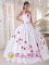 Bristol Vermont/VT Fashionable Taffeta Embroidery White Quinceanera Dress Halter Top floor length Ball Gown