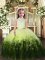 Multi-color Ball Gowns Tulle High-neck Sleeveless Ruffles Floor Length Backless Little Girls Pageant Dress