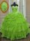 Yellow Green Sweetheart Neckline Beading and Ruffled Layers and Pick Ups Quinceanera Gown Sleeveless Lace Up