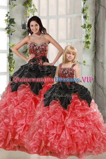 Organza Sleeveless Floor Length Sweet 16 Dress and Beading and Ruffles - Click Image to Close