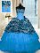 Printed Beading and Ruffled Layers Quinceanera Dress Baby Blue Lace Up Sleeveless Sweep Train