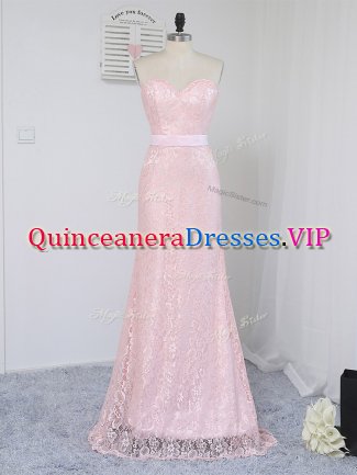 Lovely Sleeveless Zipper Floor Length Lace Dama Dress for Quinceanera