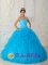 Savitaipale Finland Discount Teal Quinceanera Dress Sweetheart Satin and Organza With Beading Small Ruffled Ball Gown