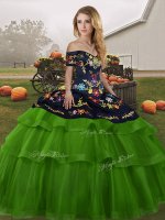 Custom Designed Tulle Sleeveless Quinceanera Dresses Brush Train and Embroidery and Ruffled Layers(SKU SJQDDT2152002-3BIZ)