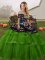 Custom Designed Tulle Sleeveless Quinceanera Dresses Brush Train and Embroidery and Ruffled Layers