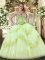 Sweetheart Sleeveless Lace Up Quinceanera Gown Yellow Green Tulle