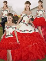 Sumptuous Sleeveless Lace Up Floor Length Embroidery and Ruffles Quinceanera Dress(SKU SJQDDT2140008ABIZ)