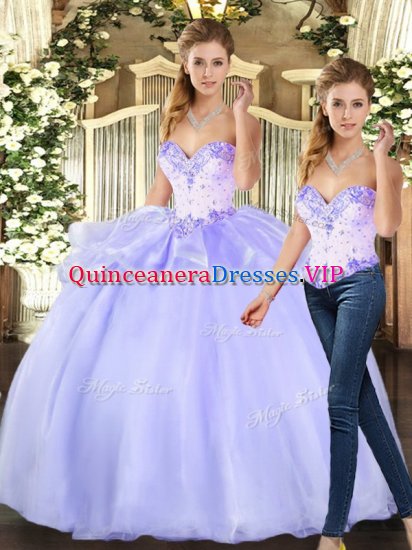 Pretty Floor Length Lavender Sweet 16 Dresses Sweetheart Sleeveless Lace Up - Click Image to Close