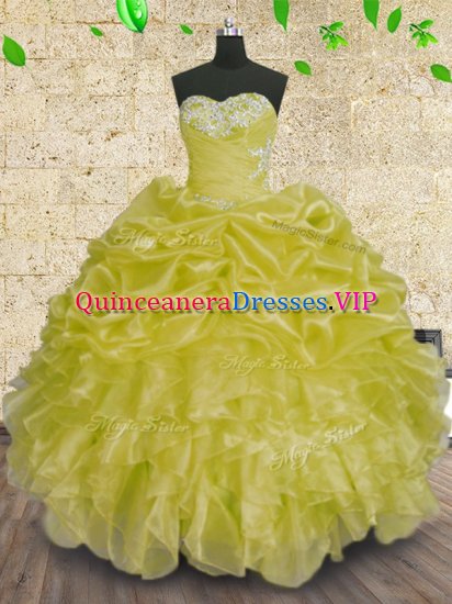 Beauteous Sleeveless Beading and Appliques and Ruffles and Ruching Lace Up Quinceanera Gown - Click Image to Close