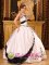 Wenatchee Washington/WA Floral Embroidery On Satin Classical White and Black Quinceanera Dress Strapless Ball Gown