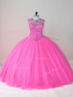 Sleeveless Beading Lace Up Quinceanera Gowns