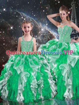 Ball Gowns Sweet 16 Dress Multi-color Sweetheart Organza Sleeveless Floor Length Lace Up