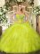 Popular Yellow Green Sleeveless Beading and Ruffles Floor Length Sweet 16 Dresses