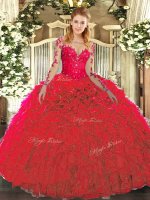 Vintage Sleeveless Lace and Ruffles Lace Up Sweet 16 Quinceanera Dress