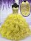 Organza Sweetheart Sleeveless Lace Up Beading and Ruffles 15th Birthday Dress in Yellow