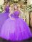 New Style Floor Length Lilac Sweet 16 Quinceanera Dress Scoop Sleeveless Zipper