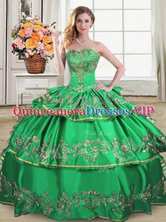 Floor Length Green Vestidos de Quinceanera Sweetheart Sleeveless Lace Up