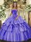 Superior Lavender Sleeveless Floor Length Beading and Ruffled Layers Lace Up Sweet 16 Dresses