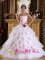 Wonderful White A-Line / Princess Quinceanera Dress For Cannon Beach Oregon/OR Strapless Organza With Appliques And Hand Flower