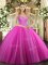 Top Selling Beading Vestidos de Quinceanera Fuchsia Lace Up Sleeveless Floor Length