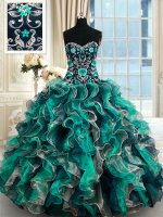 Glorious Multi-color Organza Lace Up Quince Ball Gowns Sleeveless Floor Length Appliques(SKU PSSW0331-8BIZ)