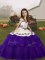 Straps Sleeveless Pageant Gowns Floor Length Embroidery and Ruffled Layers Purple Tulle