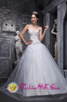 Beaded Decorate Bodice Tulle Sweet White Quinceanera Dresses In Petersburg Alaska/AK(SKU WDML019-JBIZ)