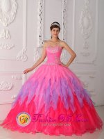 MontpelierIdaho/ID Colorful Quinceanera Dress With Ruched Bodice and Beaded Decorate Bust(SKU QDZY354-CBIZ)