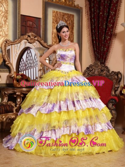 Aransas Pass TX Sweetheart Beading and Ruffles Wholesale Multi-color Quinceanera Gowns Made In Organza - Click Image to Close