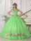 Elegant A-line Spring Green Halter Top Appliques Decorate Quinceanera Dress With Taffeta and Organza Saratoga Springs New York/NY