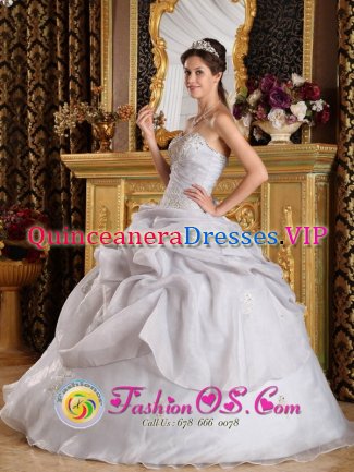 Anaconda Montana/MT Beading Inexpensive Style Quinceanera Dress For Grey Organza Sweetheart Ball Gown