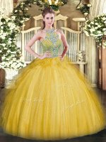 Trendy Gold Sleeveless Floor Length Beading and Ruffles Lace Up Quince Ball Gowns(SKU SJQDDT1042002-3BIZ)