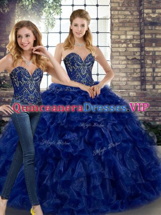 Organza Sleeveless Floor Length Quinceanera Gowns and Beading and Ruffles