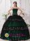 Buckhurst Hill East Anglia Taffeta and Lace For Dark Green Gorgeous Quinceanera Dress With Ruched Bodice and Appliques