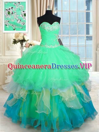 Ball Gowns Vestidos de Quinceanera Multi-color Sweetheart Organza Sleeveless Floor Length Lace Up