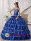 San Rafael California/CA Sweetheart For Blue Stylish Quinceanera Dress With Ruffles Layered and Embroidery