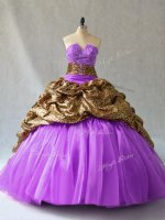 Designer Floor Length Lavender Quinceanera Dresses V-neck Sleeveless Lace Up