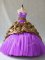 Designer Floor Length Lavender Quinceanera Dresses V-neck Sleeveless Lace Up