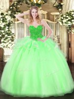 Sweetheart Sleeveless Organza Quinceanera Gown Beading Lace Up