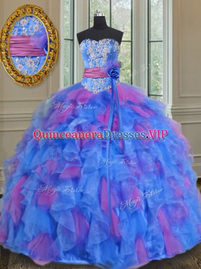 Glittering Floor Length Multi-color Sweet 16 Dress Sweetheart Sleeveless Lace Up - Click Image to Close