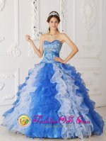 Organza Sweetheart Quinceanera Dress In Beaded Decorate Multi color In Green Valley AZ　(SKU QDZY246y-6BIZ)