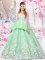 Comfortable Scoop Sleeveless Organza and Tulle Floor Length Lace Up Sweet 16 Dresses in with Lace and Appliques